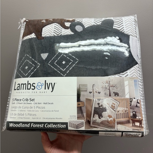 Woodland Forest Animal Nursery 5-Piece Baby Crib Bedding Set - Gray - Picture 2 of 4